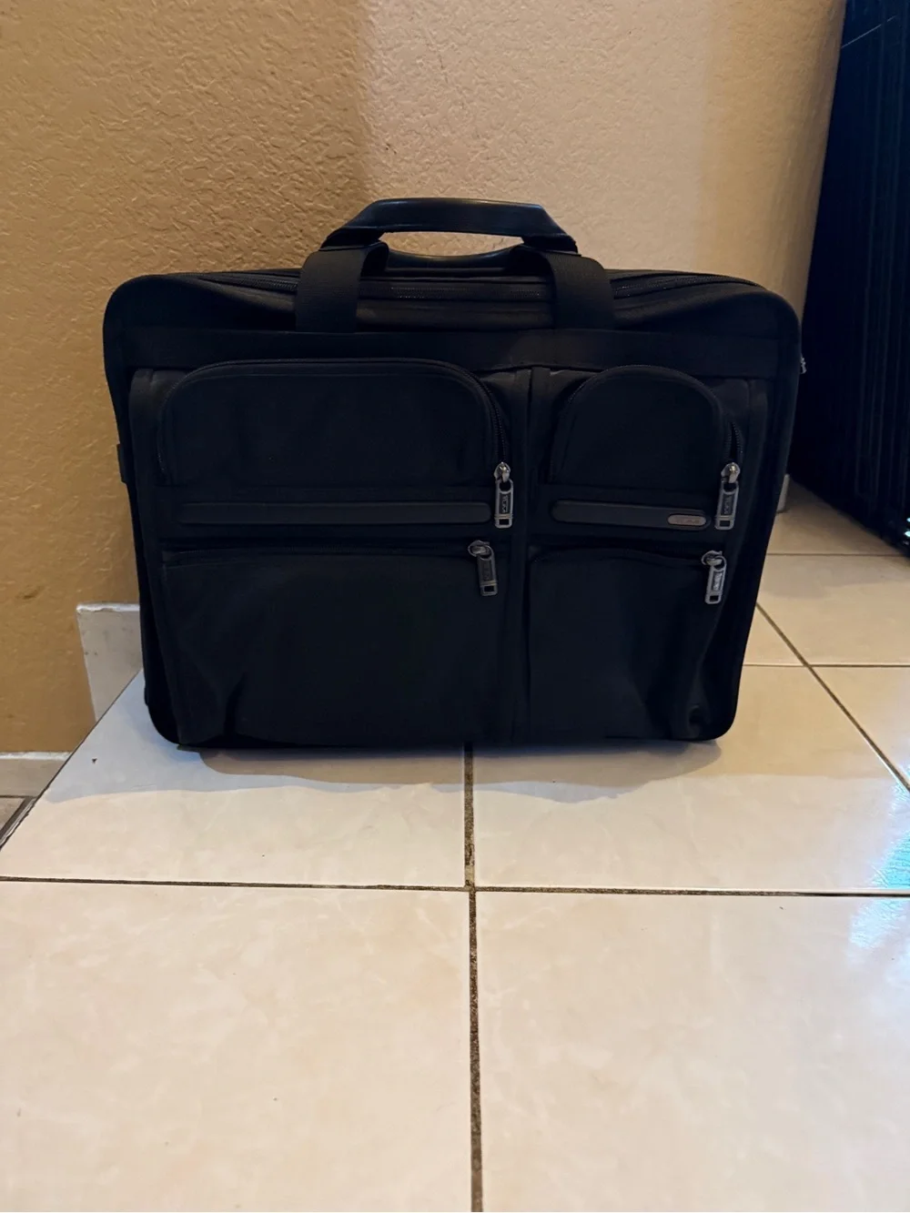 TUMI Black Ballistic Nylon Expandable Laptop Briefcase Business Travel Bag